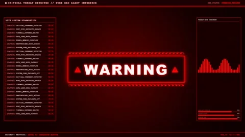 Threat Detected Red Warning Security Breach Hazard Stripes Animation. Stock Footage 347199248