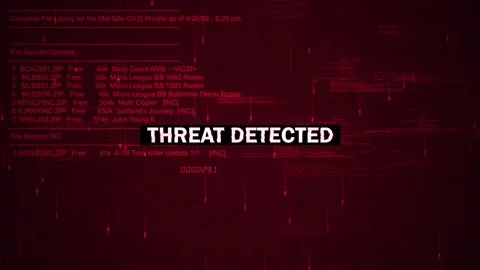 Threat Detected Warning Text on hacking background screen V02 Stock Footage 317027404
