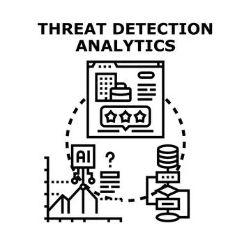 Threat detection analytics cybersecurity data analysis process Stock Illustration