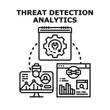 Threat detection analytics evaluating cyber security risks Stock Illustration