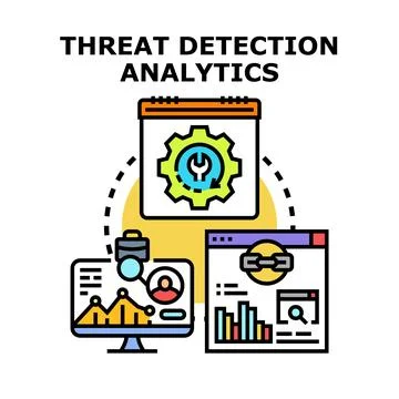 Threat detection analytics evaluating cyber security risks Stock Illustration