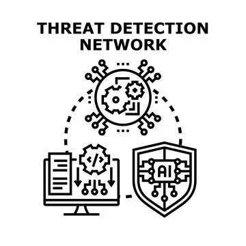 Threat detection network processing cybersecurity data Stock Illustration