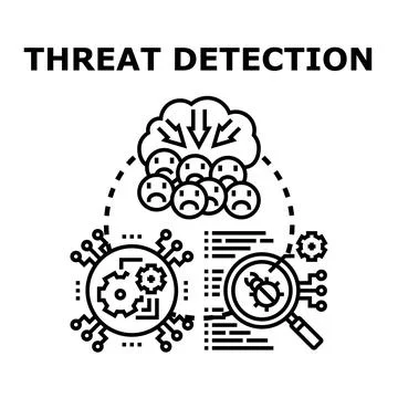 Threat detection process identifying digital security risks Ilustración de archivo
