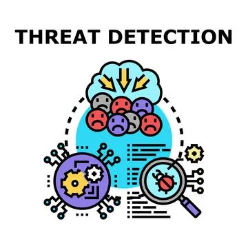Threat detection process identifying digital security risks Stock Illustration