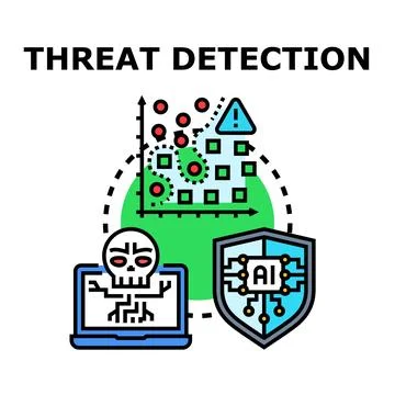 Threat detection system securing cyber security with artificial intelligence Stock Illustration