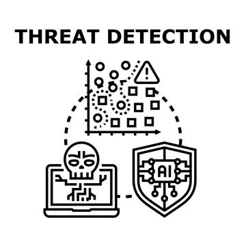Threat detection system securing cyber security with artificial intelligence Stock Illustration