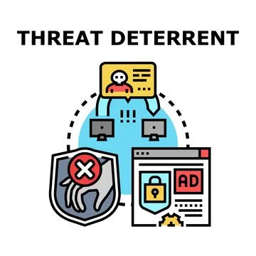 Threat deterrent concept vector illustration providing cybersecurity protecti Stock Illustration