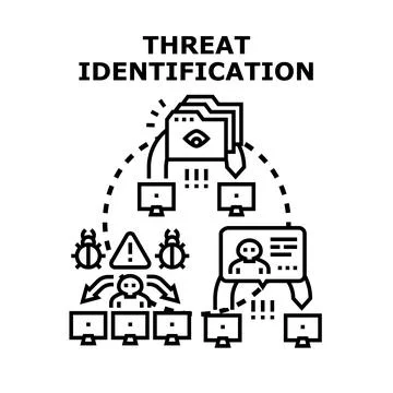 Threat identification vector concept illustration with data security Stockillustratie