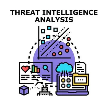 Threat intelligence analysis process with data visualization 스톡 일러스트