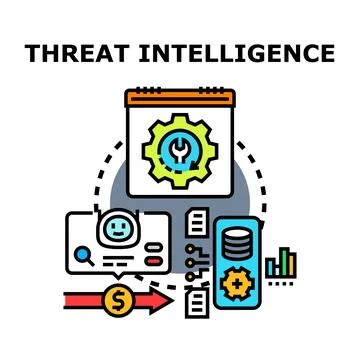 Threat intelligence analytics protecting businesses from cyber threats Stock Illustration