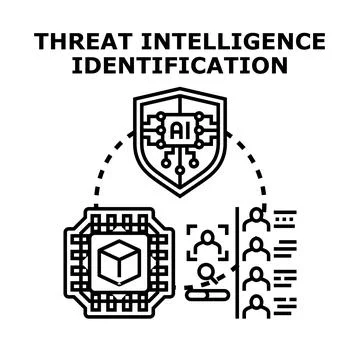 Threat intelligence identification using artificial intelligence technology Stock Illustration
