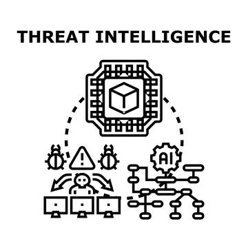Threat intelligence using artificial intelligence securing data protection Illustrazione stock