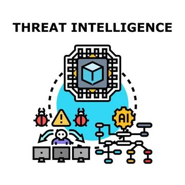 Threat intelligence using artificial intelligence securing data protection Stock Illustration