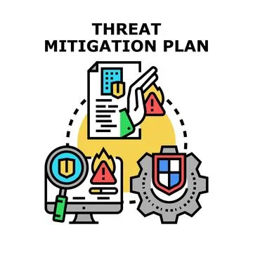 Threat mitigation plan for cybersecurity risk management Stock Illustration