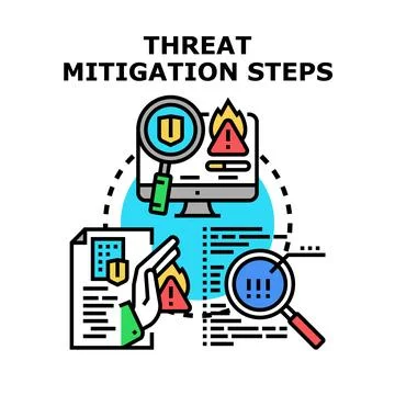 Threat mitigation steps protecting digital information concept Stock Illustration