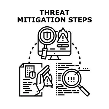 Threat mitigation steps protecting digital information concept イラスト素材