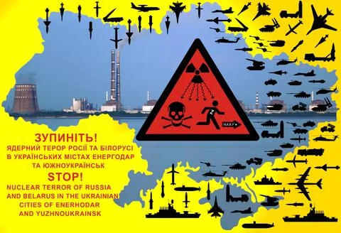 Threat nuclear security of world due russian and belarusian military Stock Illustration