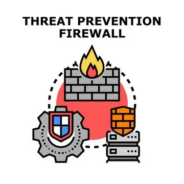 Threat prevention firewall providing digital security protection system Stock Illustration