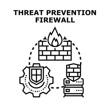 Threat prevention firewall providing digital security protection system Stock Illustration