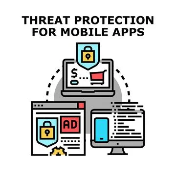 Threat protection for mobile apps and online security Stock Illustration
