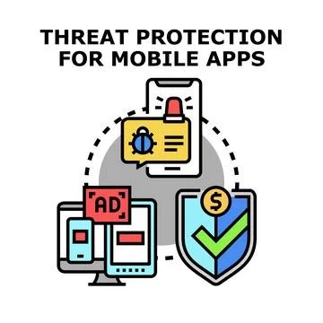 Threat protection for mobile apps security concept Stock Illustration