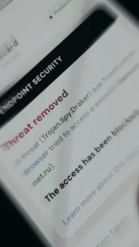 Threat removal confirmation displayed by security software Stock Footage 335459281