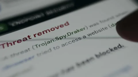 Threat removed notification from security software Stock Footage 335459123