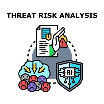 Threat risk analysis evaluating system vulnerabilities and data protection Stockillustratie