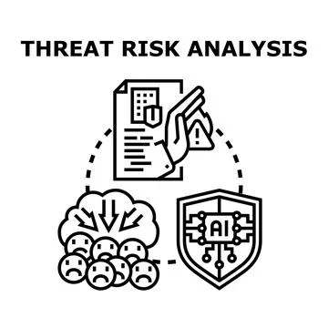 Threat risk analysis evaluating system vulnerabilities and data protection Stock Illustration