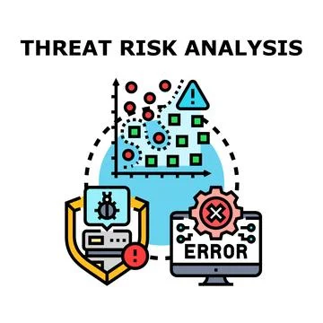 Threat risk analysis identifying security vulnerabilities and data protection Stock Illustration