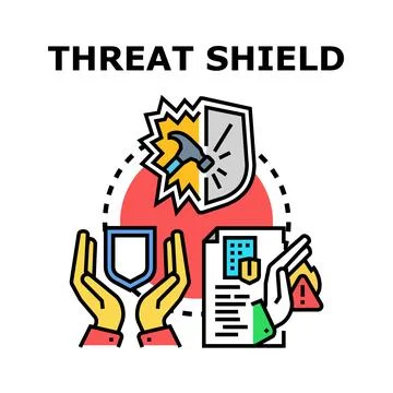 Threat shield protecting information and assets concept Stock Illustration