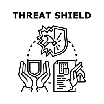 Threat shield protecting information and assets concept Stock Illustration