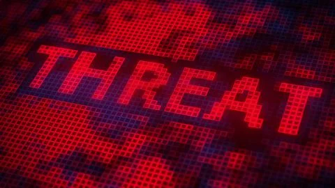 THREAT text made of pixels on the screen, 3D rendering Ilustração Stock