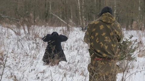 The threat of weapons. Hostage-taking. Stock Footage 149526267