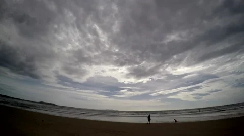 Threatening clouds over beach at Crescent Head, NSW, Australia Video stock 62792996