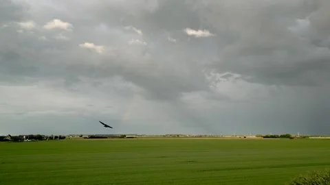 Threatening clouds over the countryside in the Netherlands Stock Footage 246149734