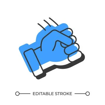 Threatening fist offset shadow line icon Stock Illustration