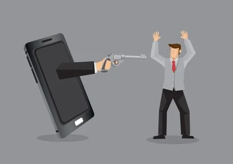 Threats of Modern Technology Cartoon Vector Illustration Stock Illustration