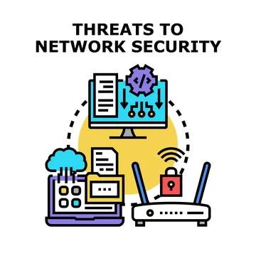 Threats to network security, cyberattack, fraud, and information vulnerabilit Stock Illustration