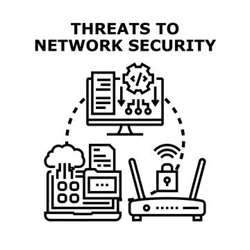 Threats to network security, cyberattack, fraud, and information vulnerabilit Stock Illustration