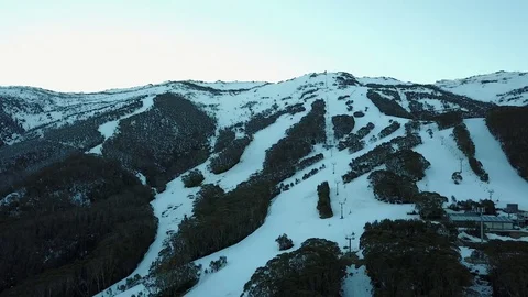 Thredbo Alpine Snowy Mountain Drone Shot Stock Footage