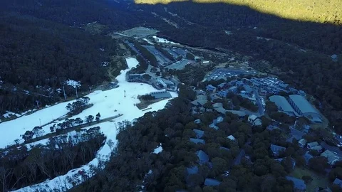 Thredbo Alpine Snowy Mountain Drone Shot Video stock 80542843