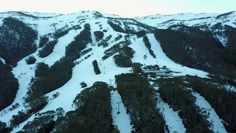 Thredbo Alpine Snowy Mountain Drone Shot Video stock 80620839