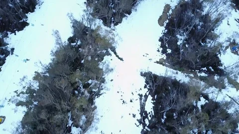 Thredbo Alpine Snowy Mountain Drone Shot 스톡 동영상 80795678