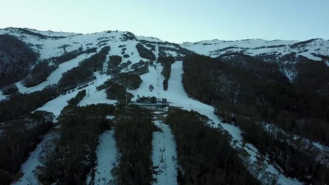 Thredbo Alpine Snowy Mountain Drone Shot Video stock 80796948
