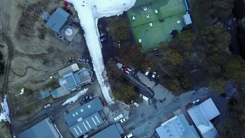 Thredbo Alpine Snowy Mountain Drone Shot Video stock 80797396