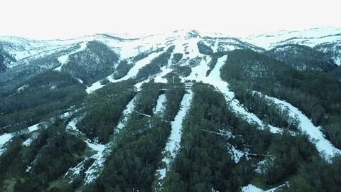 Thredbo Alpine Snowy Mountain Drone Shot Video stock 80800347