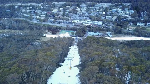 Thredbo Alpine Snowy Mountain Drone Shot Video stock 80806531