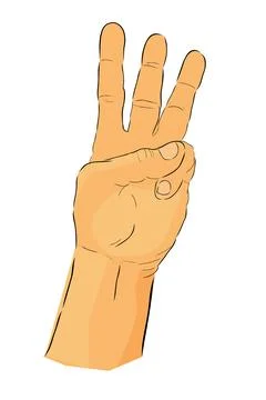 Three 3 gesture simple vector draw sketch doodle man hand Stock Illustration