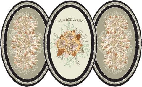 Three (3) vintage frames with ornate elegant retro abstract floral design Stockillustratie